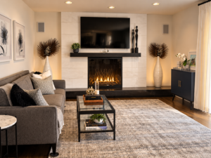 Warm modern remodeled fireplace